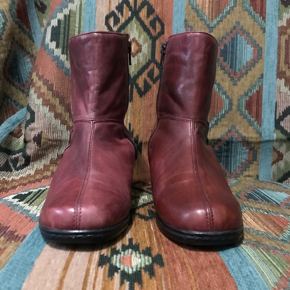 Burgundy Soft Leather Zip Ankle Boots - Picture 2 of 7